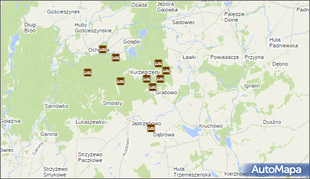 mapa Grabowo gmina Trzemeszno, Grabowo gmina Trzemeszno na mapie Targeo