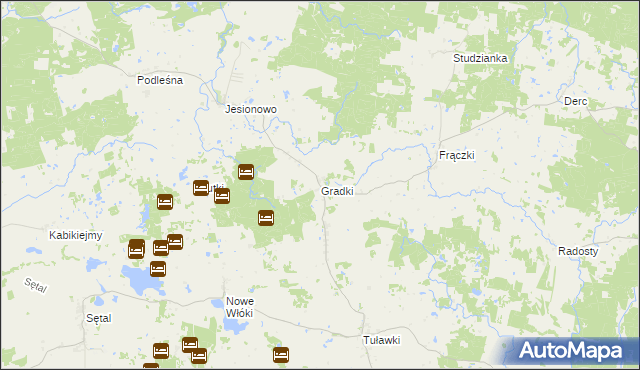 mapa Gradki, Gradki na mapie Targeo