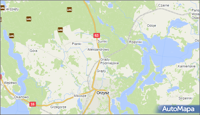 mapa Grądy Podmiejskie, Grądy Podmiejskie na mapie Targeo