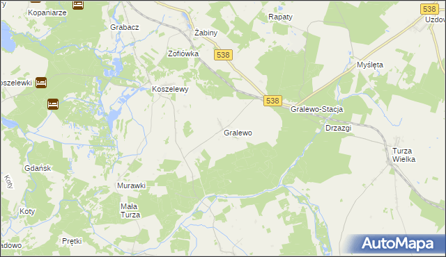 mapa Gralewo gmina Płośnica, Gralewo gmina Płośnica na mapie Targeo