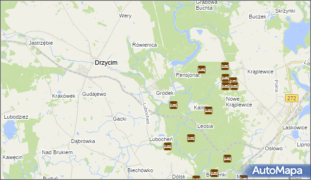 mapa Gródek gmina Drzycim, Gródek gmina Drzycim na mapie Targeo