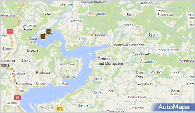 mapa Gródek nad Dunajcem, Gródek nad Dunajcem na mapie Targeo
