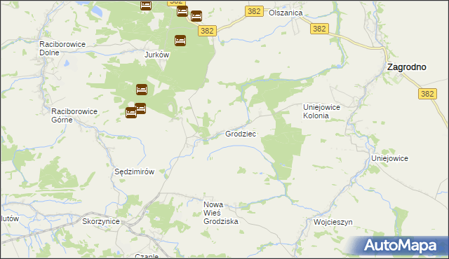 mapa Grodziec gmina Zagrodno, Grodziec gmina Zagrodno na mapie Targeo