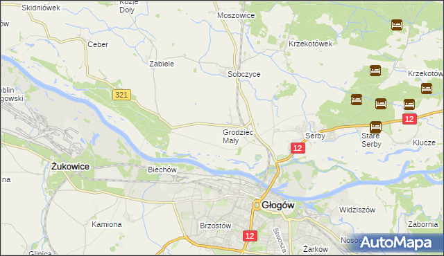 mapa Grodziec Mały, Grodziec Mały na mapie Targeo