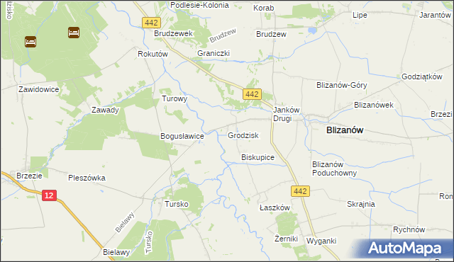 mapa Grodzisk gmina Blizanów, Grodzisk gmina Blizanów na mapie Targeo