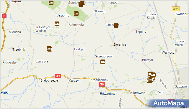 mapa Grzegorzów gmina Kondratowice, Grzegorzów gmina Kondratowice na mapie Targeo