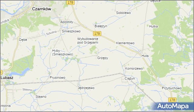 mapa Grzępy, Grzępy na mapie Targeo