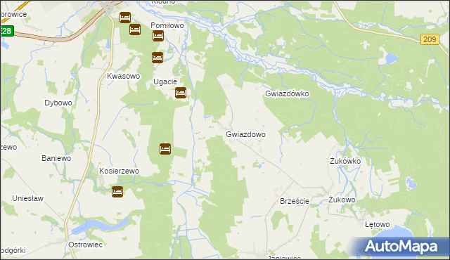 mapa Gwiazdowo gmina Sławno, Gwiazdowo gmina Sławno na mapie Targeo