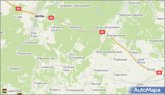 mapa Hucisko gmina Janów, Hucisko gmina Janów na mapie Targeo