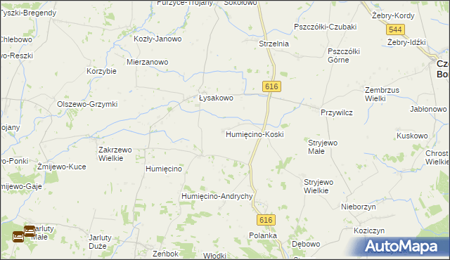 mapa Humięcino-Koski, Humięcino-Koski na mapie Targeo