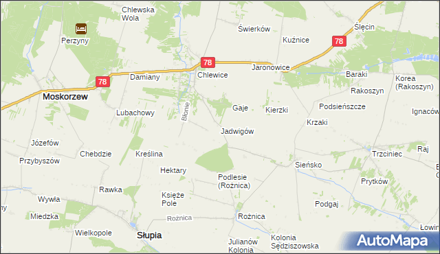 mapa Jadwigów gmina Moskorzew, Jadwigów gmina Moskorzew na mapie Targeo