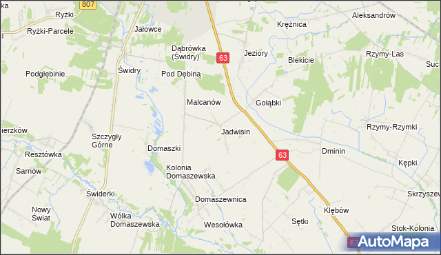 mapa Jadwisin gmina Łuków, Jadwisin gmina Łuków na mapie Targeo