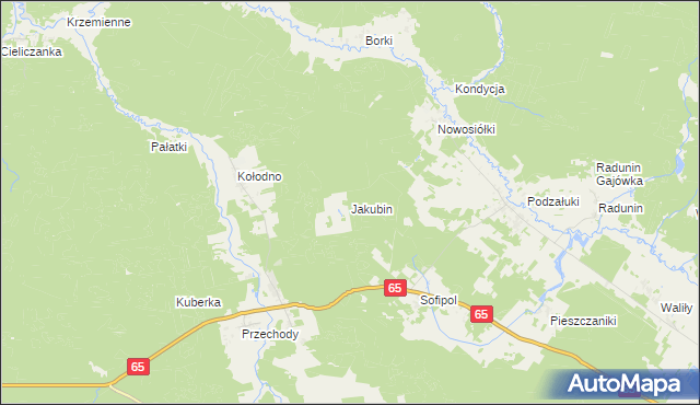 mapa Jakubin, Jakubin na mapie Targeo