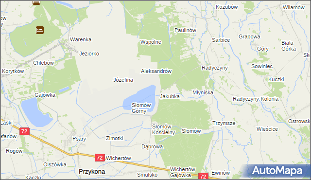mapa Jakubka, Jakubka na mapie Targeo