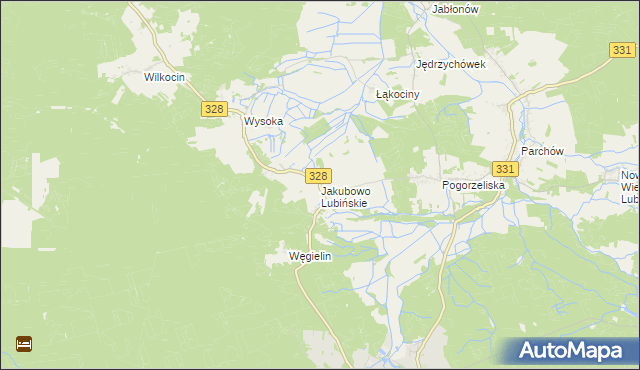 mapa Jakubowo Lubińskie, Jakubowo Lubińskie na mapie Targeo