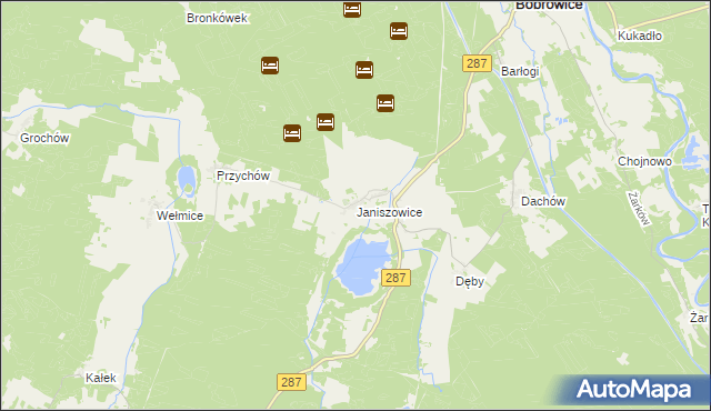 mapa Janiszowice gmina Bobrowice, Janiszowice gmina Bobrowice na mapie Targeo