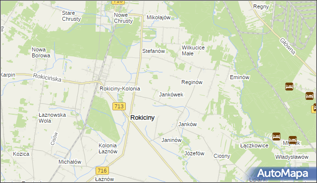 mapa Jankówek gmina Rokiciny, Jankówek gmina Rokiciny na mapie Targeo