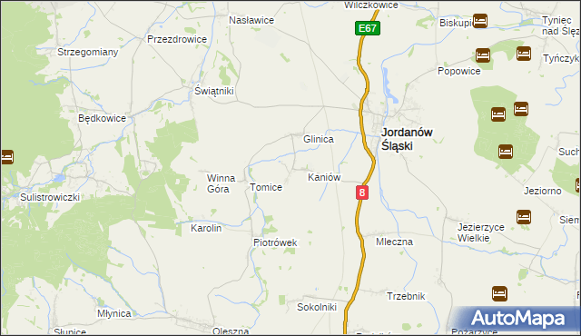 mapa Janówek gmina Jordanów Śląski, Janówek gmina Jordanów Śląski na mapie Targeo