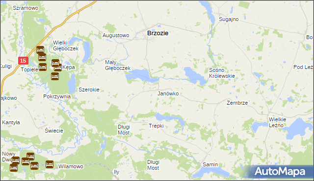 mapa Janówko gmina Brzozie, Janówko gmina Brzozie na mapie Targeo