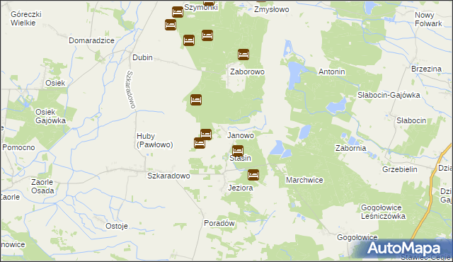 mapa Janowo gmina Jutrosin, Janowo gmina Jutrosin na mapie Targeo