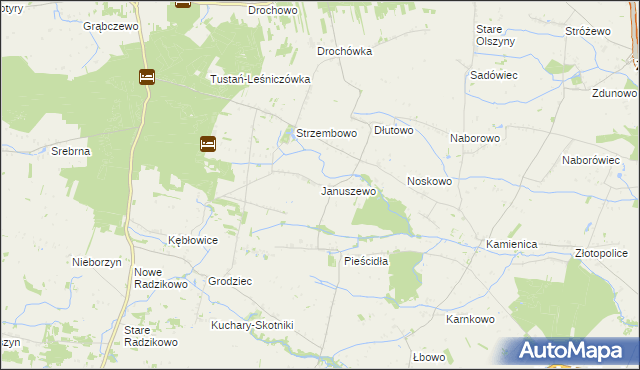 mapa Januszewo gmina Naruszewo, Januszewo gmina Naruszewo na mapie Targeo