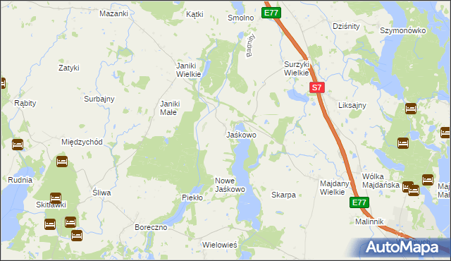 mapa Jaśkowo gmina Zalewo, Jaśkowo gmina Zalewo na mapie Targeo