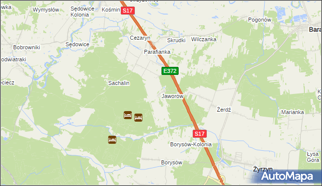 mapa Jaworów gmina Żyrzyn, Jaworów gmina Żyrzyn na mapie Targeo