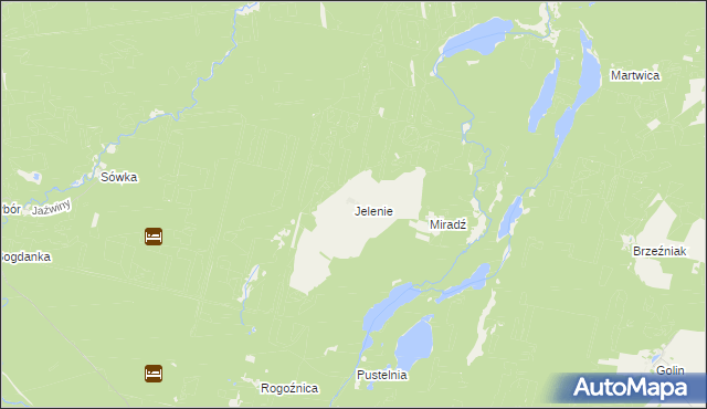 mapa Jelenie gmina Człopa, Jelenie gmina Człopa na mapie Targeo