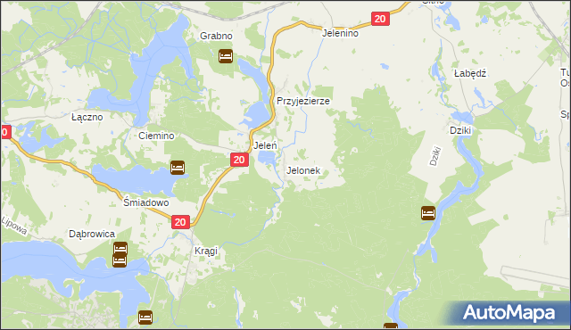 mapa Jelonek gmina Borne Sulinowo, Jelonek gmina Borne Sulinowo na mapie Targeo