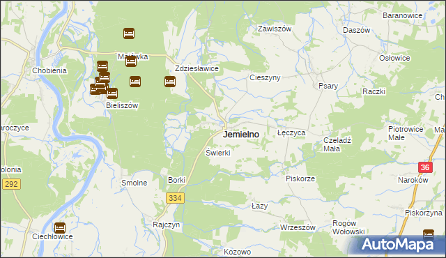 mapa Jemielno, Jemielno na mapie Targeo