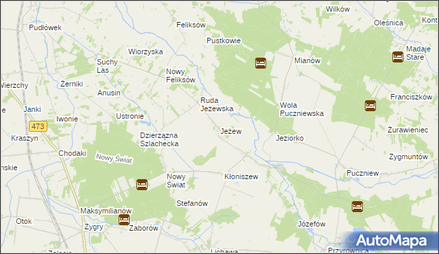 mapa Jeżew, Jeżew na mapie Targeo