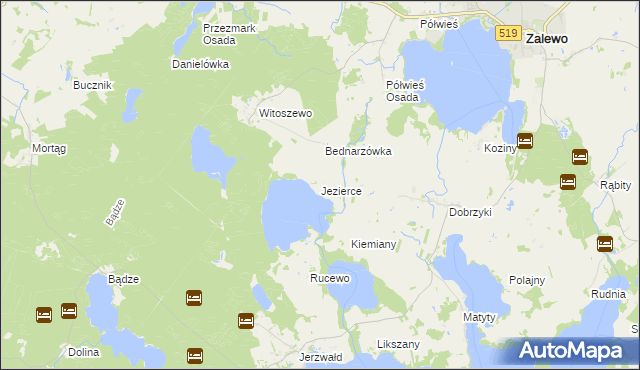 mapa Jezierce gmina Zalewo, Jezierce gmina Zalewo na mapie Targeo