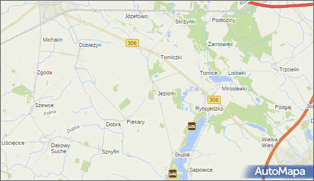 mapa Jeziorki gmina Stęszew, Jeziorki gmina Stęszew na mapie Targeo