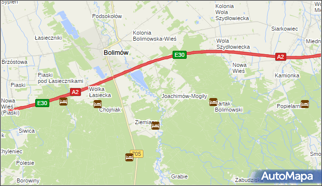 mapa Joachimów-Mogiły, Joachimów-Mogiły na mapie Targeo