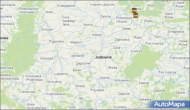 mapa Jodłownik, Jodłownik na mapie Targeo