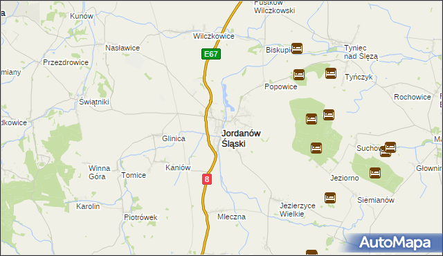 mapa Jordanów Śląski, Jordanów Śląski na mapie Targeo