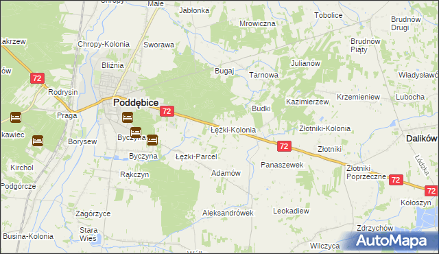 mapa Józefka gmina Poddębice, Józefka gmina Poddębice na mapie Targeo