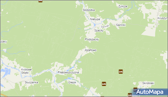 mapa Józefowo gmina Gródek, Józefowo gmina Gródek na mapie Targeo