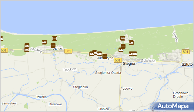 mapa Junoszyno, Junoszyno na mapie Targeo