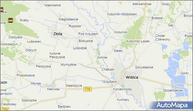 mapa Jurków gmina Wiślica, Jurków gmina Wiślica na mapie Targeo