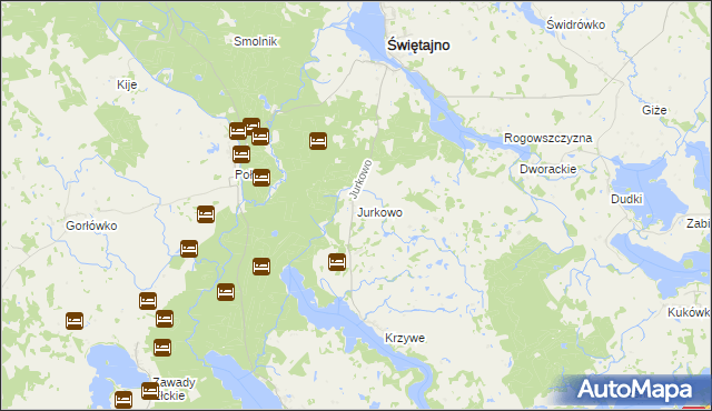 mapa Jurkowo gmina Świętajno, Jurkowo gmina Świętajno na mapie Targeo