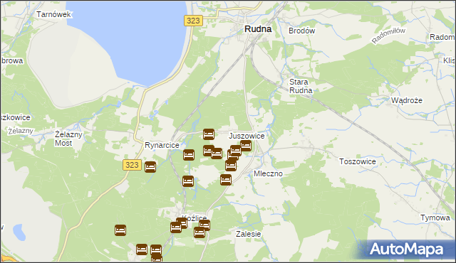 mapa Juszowice, Juszowice na mapie Targeo