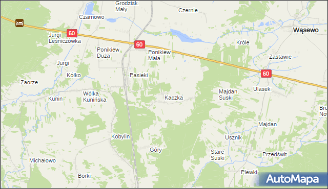 mapa Kaczka gmina Goworowo, Kaczka gmina Goworowo na mapie Targeo