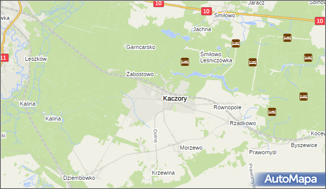 mapa Kaczory powiat pilski, Kaczory powiat pilski na mapie Targeo