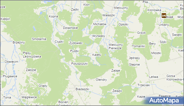 mapa Kalety gmina Galewice, Kalety gmina Galewice na mapie Targeo