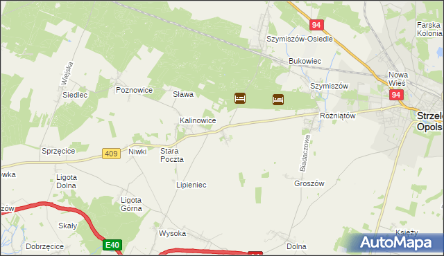 mapa Kalinów gmina Strzelce Opolskie, Kalinów gmina Strzelce Opolskie na mapie Targeo