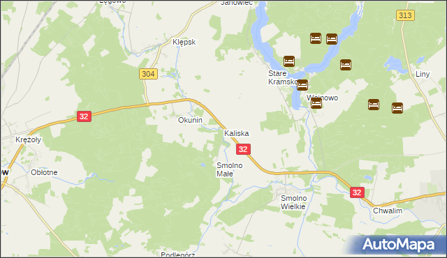 mapa Kaliska gmina Kargowa, Kaliska gmina Kargowa na mapie Targeo