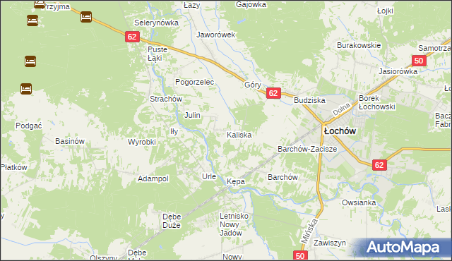 mapa Kaliska gmina Łochów, Kaliska gmina Łochów na mapie Targeo