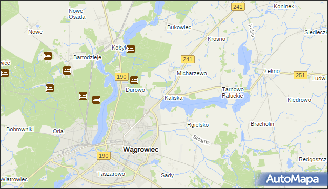 mapa Kaliska gmina Wągrowiec, Kaliska gmina Wągrowiec na mapie Targeo