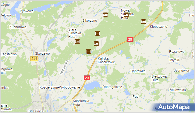 mapa Kaliska Kościerskie, Kaliska Kościerskie na mapie Targeo